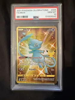 Pokemon Mew TCG Holo Secret Rare Card Celebrations 025/025 PSA GEM MINT 10 - Image 1