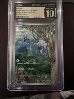 CGC 10 Pristine Meditite 111/102 AR Art Rare Stellar Miracle sv7 Pokemon Card - Image 1