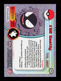 2000 Topps Chrome TV Animation Series #92 Gastly Pokemon Card - Image 2