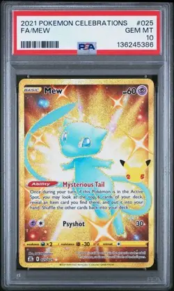 2021 Pokemon Celebrations #025 FA/Mew PSA 10 GEM MINT - Image 1
