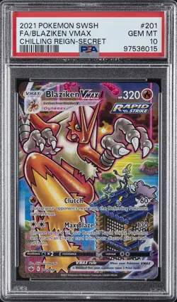 2021 POKEMON SWORD & SHIELD CHILLING REIGN SECRET FULL ART/BLAZIKEN VMAX PSA 10 - Image 1