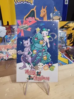 Pokemon Merry Christmas Card Database - Christmas Mew & Mewtwo - Image 1