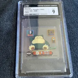Pokemon Snorlax #D40 Amada Super DX Clear Sticker 1998 CGC 9 - Image 3