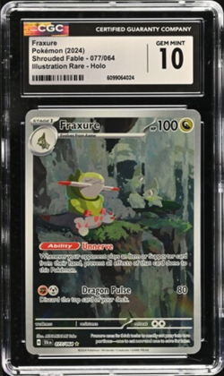 Pokemon Fraxure 077/064 Shrouded Fable Illustration Rare Holo CGC 10 - Image 1