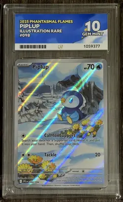 Pokemon TCG Piplup Phantasmal Flames 098/094 Illustration Rare - ACE 10 Gem Mint - Image 1