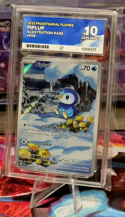 Pokemon TCG Piplup Phantasmal Flames 098/094 Illustration Rare - ACE 10 Gem Mint - Image 3