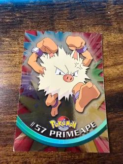 Primeape #57 Blue Logo Topps Holo Foil TV Animation Pokemon Card MP - Image 1