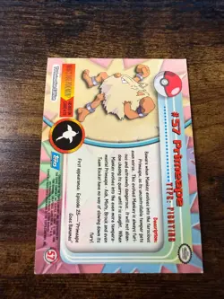 Primeape #57 Blue Logo Topps Holo Foil TV Animation Pokemon Card MP - Image 2