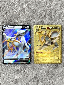 Set of 2 Arceus V SWSH306 Blackstar Promo Holo+Arceus VStar Gold Fan Art Card - Image 1