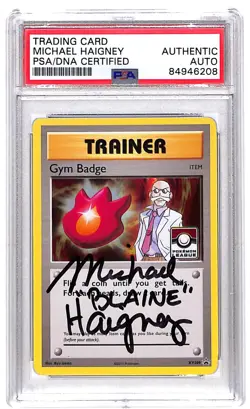 PSA Signed Micheal Haigney Pokemon League Gym Badge XY209 Black Star Promo - Image 1