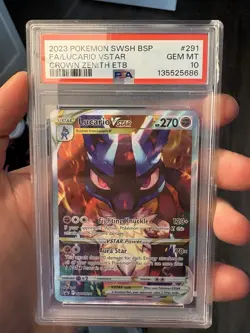 2023 POKEMON SWSH BLACK STAR PROMO #291 FULL ART/LUCARIO VSTAR PSA 10 🔥📈 - Image 2