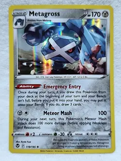 Metagross 119/195 Holo Rare Silver Tempest Pokemon TCG - Image 1
