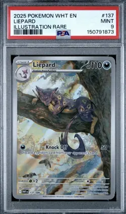 2025 Pokemon Liepard Illustration Rare White Flare 137/086 PSA 9 MINT - Image 1