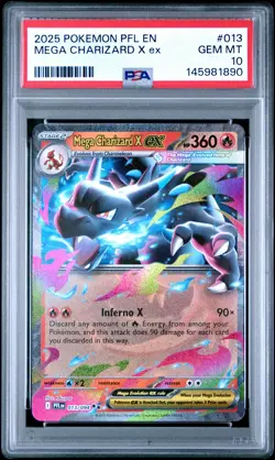 2025 POKEMON PFL EN-PHANTASMAL FLAMES #013 MEGA CHARIZARD X EX PSA 10 - Image 1