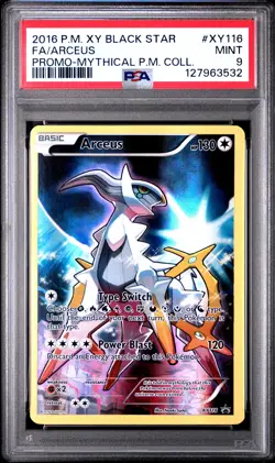 2016 POKEMON XY BLACK STAR PROMO MYTHICAL POKEMON COLL FULL ART/ARCEUS PSA 9 - Image 1