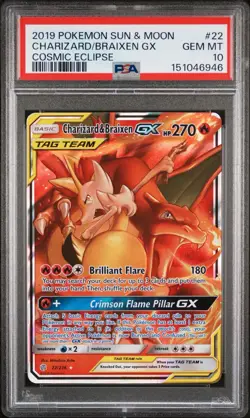 Pokemon Charizard & Braixen GX Cosmic Eclipse Holo Ultra Rare #22 PSA 10 - Image 1
