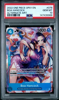 2022 ONE PIECE OP01-ROMANCE DAWN ALTERNATE ART #078 BOA HANCOCK PSA 10 - Image 1