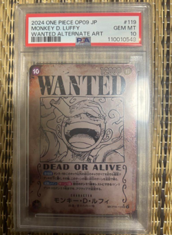 PSA 10 Luffy Wanted Emperors in the New World ONE PIECE Card OP05-119 Japanese - Image 1