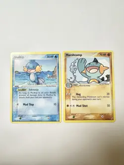 2006 Pokemon Crystal Guardians Mudkip & Marshtomp 57/100 & 38/100 NM Cards - Image 1