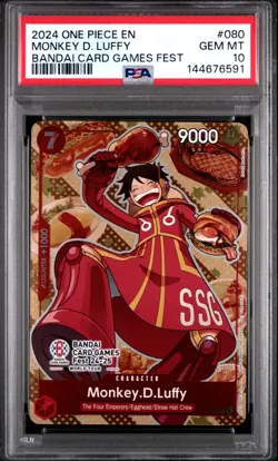 Monkey.D.Luffy Bandai Card Games Fest 24-25 P-080 One Piece Promo Cards PSA 10 - Image 1
