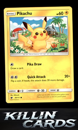 Pikachu 30/111 Pokemon Common SM - Crimson Invasion Card NM - Image 1