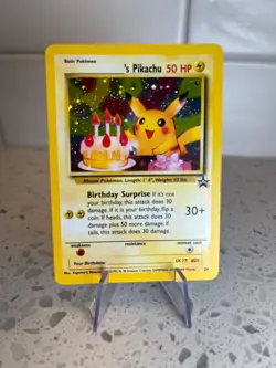 Birthday Pikachu 24 Black Star Promo 2000 Pokemon Card MP WOTC Vintage Holo - Image 1