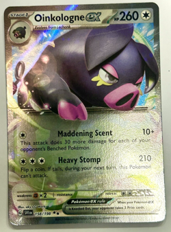Pokemon Card Oinkologne ex 158/198 Scarlet & Violet Base Double Rare NM - Image 1