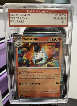 VOLCARONA HOLO FOIL 2025 Pokemon RARE #16/086 Card GRADED 10 MINT - Image 1