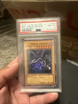Yu-Gi-Oh! Red-Eyes B. Dragon LOB-070 Ultra Rare PSA 8 Original Black Card - Image 1