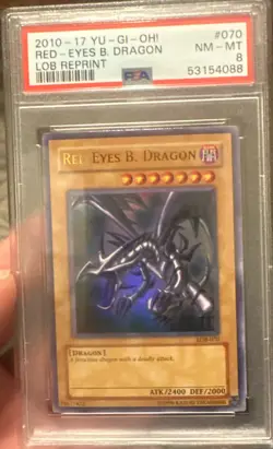 Yu-Gi-Oh! Red-Eyes B. Dragon LOB-070 Ultra Rare PSA 8 Original Black Card - Image 2