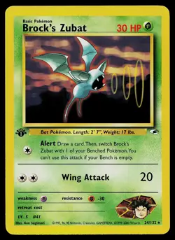 Pokemon Card - Brock's Zubat 1st Edition Gym Heroes 24/132 Rare - Image 1