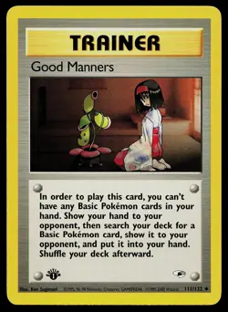 Pokemon Card - Good Manners Gym Heroes 111/132 1st Edition Uncommon - Image 1