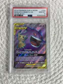 Pokemon Gengar & Mimikyu GX Full Art Holo Card 164/181 Sm-Team Up PSA 10 - Image 1