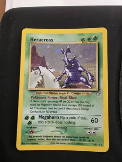 2000 Pokemon Neo Genesis Heracross Holo Rare, Swirl Unlimited trading card 6/111 - Image 1