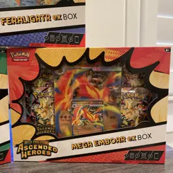 3 Pokemon TCG Ascended Heroes Mega ex Box Bundle Feraligatr Emboar Meganium New - Image 3