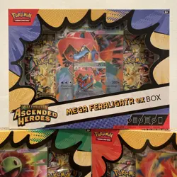 3 Pokemon TCG Ascended Heroes Mega ex Box Bundle Feraligatr Emboar Meganium New - Image 4