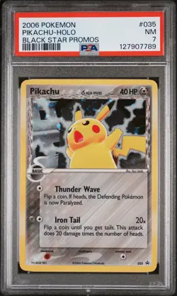 2006 POKEMON BLACK STAR PROMOS #035 PIKACHU-HOLO PSA 7 - Image 1
