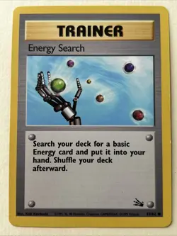 1999 Pokemon Fossil 1st Edition “Energy Search” Trainer Card #59/62 (mint) - Image 1