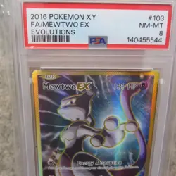 2016 POKEMON XY EVOLUTIONS #103 FULL ART/MEWTWO EX PSA 8 - Image 1