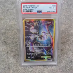 2016 POKEMON XY EVOLUTIONS #103 FULL ART/MEWTWO EX PSA 8 - Image 2