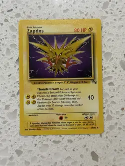 Pokemon Zapdos Fossil 30/62 Rare NON Holo Unlimited English 1999 NM (1/2) - Image 1