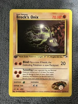 Brock's Onix 21/132 Rare 1st Edition Pokemon Gym Heroes - Image 1