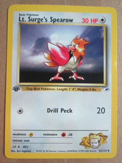 Lt. Surge's Spearow - 52/132 - 1st Edition Uncommon WOTC TCG—Gym Heroes Pokemon - Image 1