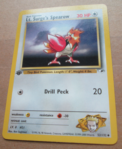 Lt. Surge's Spearow - 52/132 - 1st Edition Uncommon WOTC TCG—Gym Heroes Pokemon - Image 5