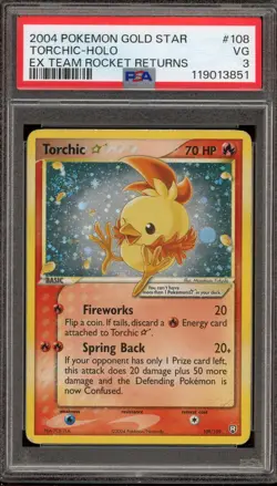 Pokemon Torchic Gold Star EX Team Rocket Returns Holo Ultra Rare #108 PSA 3 - Image 1