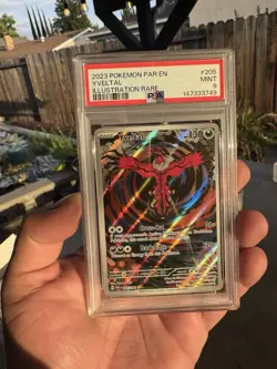 PSA 9 Yveltal FA Illustration Rare 205/182 Pokemon TCG S&V Paradox Rift Mint - Image 1