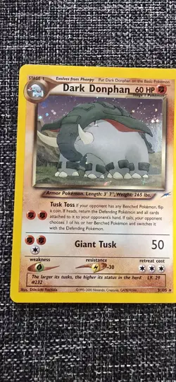 Pokemon TCG Neo Destiny Dark Donphan Holo Rare 3/105 60 HP Unlimited English - Image 1