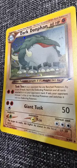 Pokemon TCG Neo Destiny Dark Donphan Holo Rare 3/105 60 HP Unlimited English - Image 3