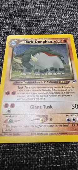 Pokemon TCG Neo Destiny Dark Donphan Holo Rare 3/105 60 HP Unlimited English - Image 4