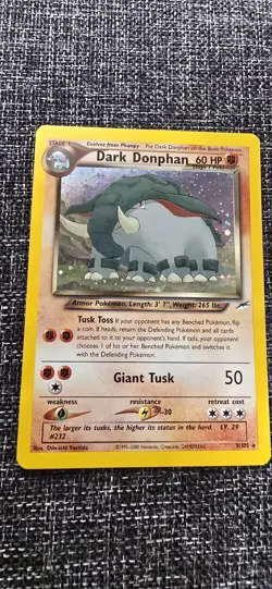 Pokemon TCG Dark Donphan 3/105 Neo Destiny Holo Rare 60 HP 2000 English - Image 1